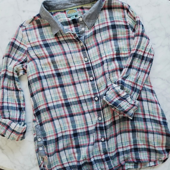 🌿C&C California Crinkle Tennis Plaid Button Up - Picture 4 of 8